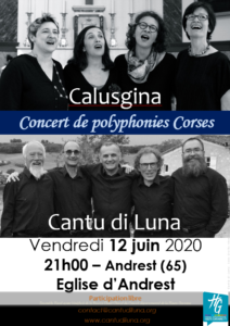 ANNULE – Calusgina et Cantu di Luna en Concert à Andrest (65) – 09 octobre 2020