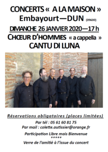 Concert à la maison à Embayourt (09) – 26 janvier 2020